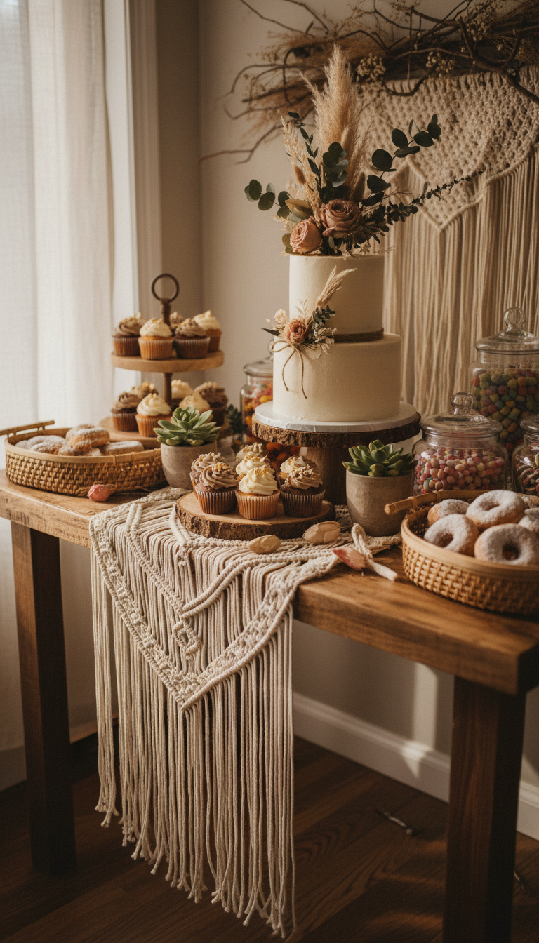 Boho-Chic Dessert Table Extravaganza