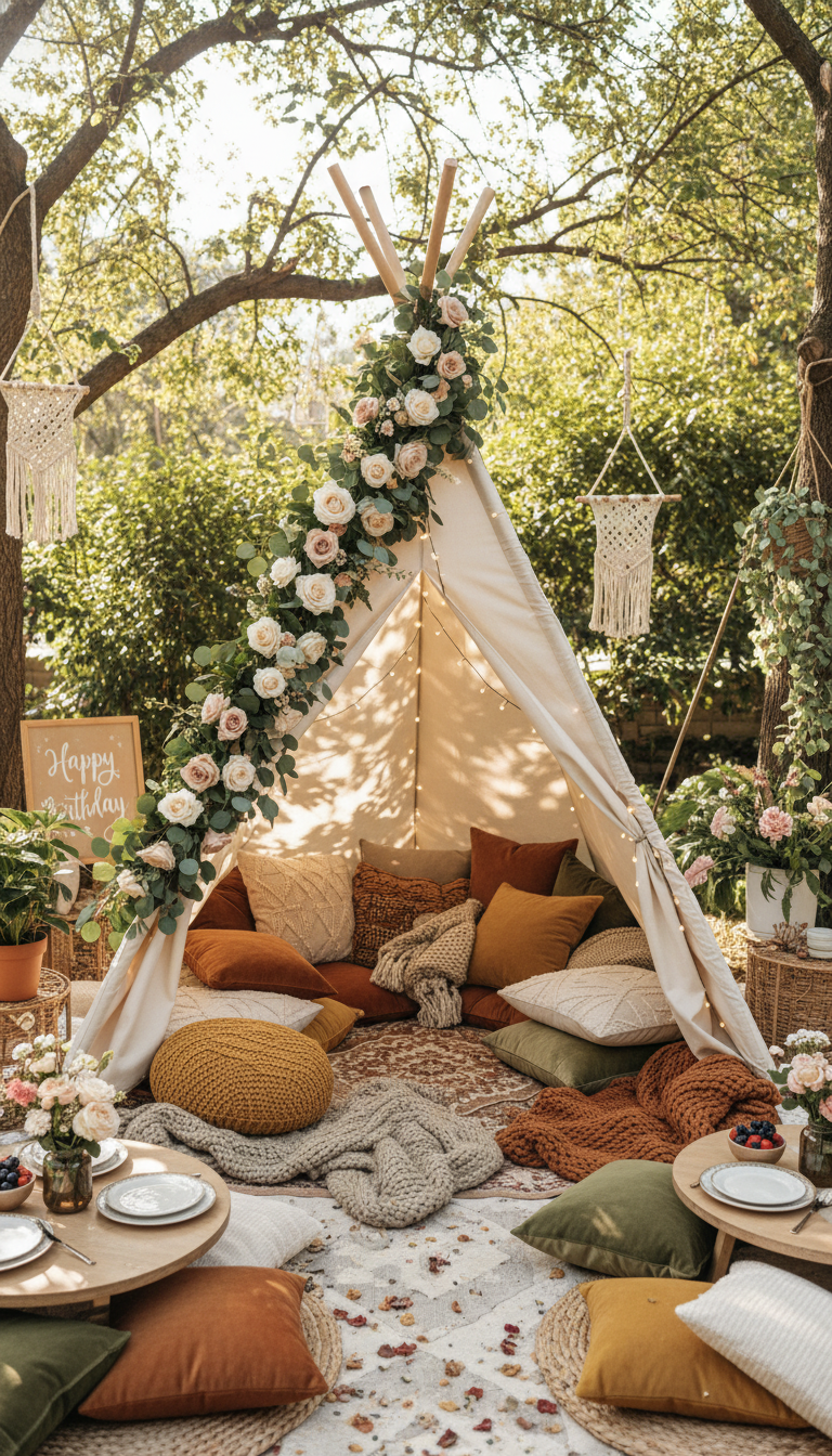 Relaxing Teepee or Canopy Tent Lounges