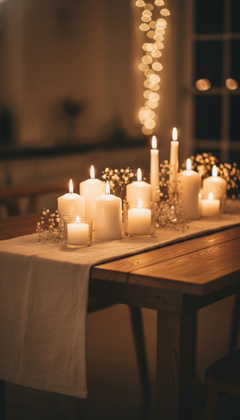 Elegant Table Runner & Candlelight Glow