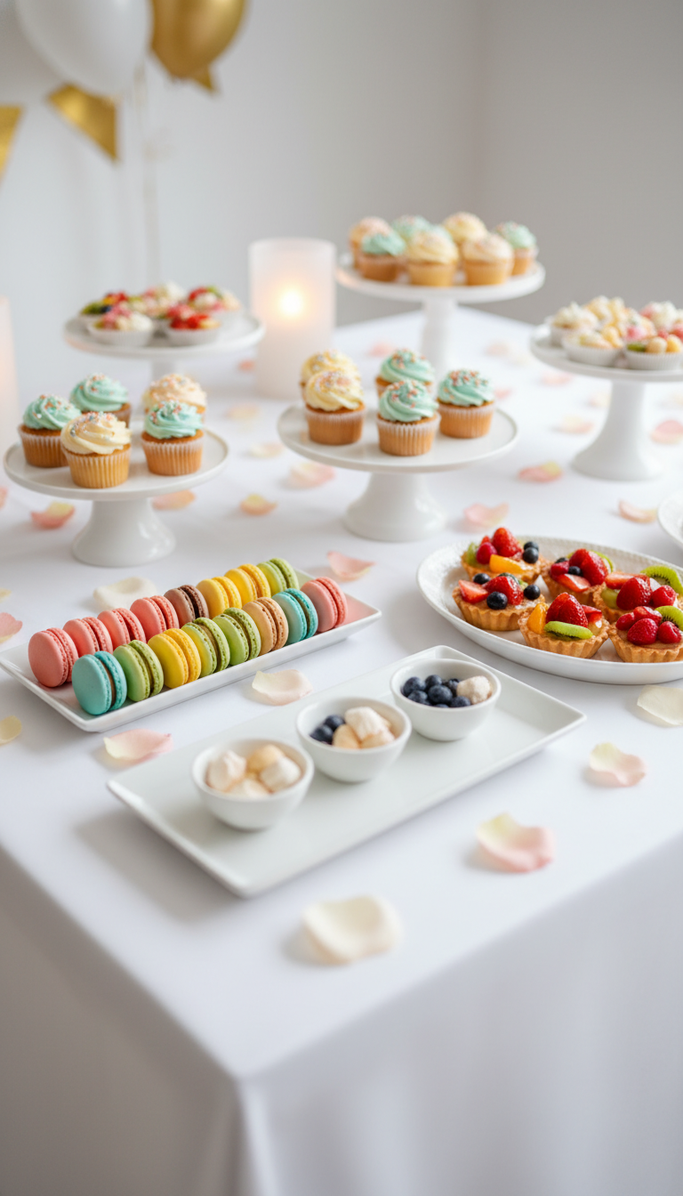 Curated Dessert Bar with White Serveware