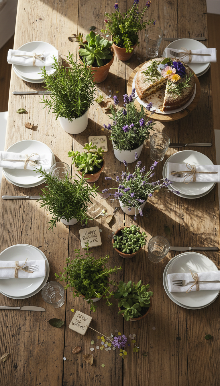 Earthy Potted Plant Centerpieces