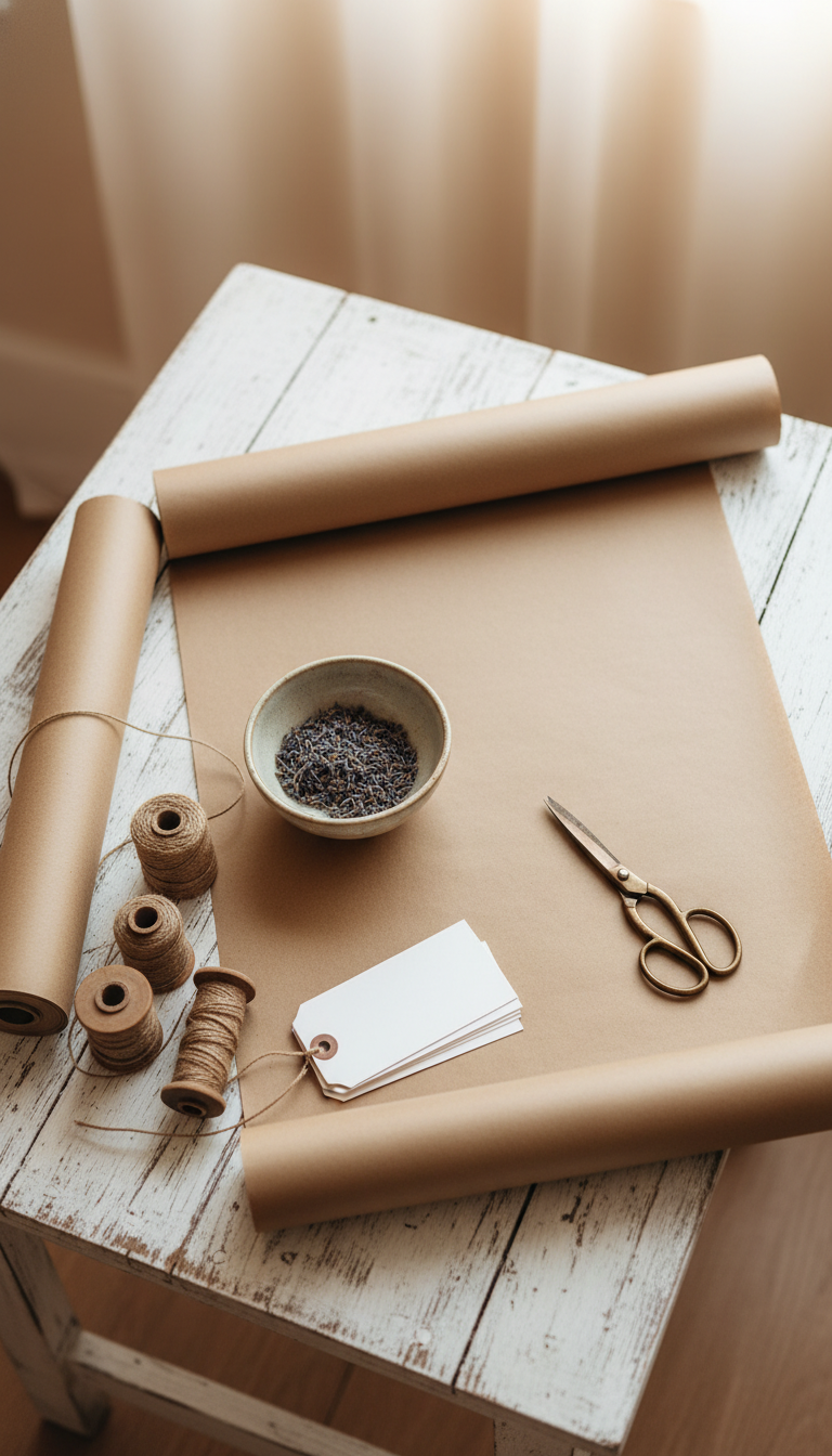 Thoughtful Minimalist Gift Wrap Station