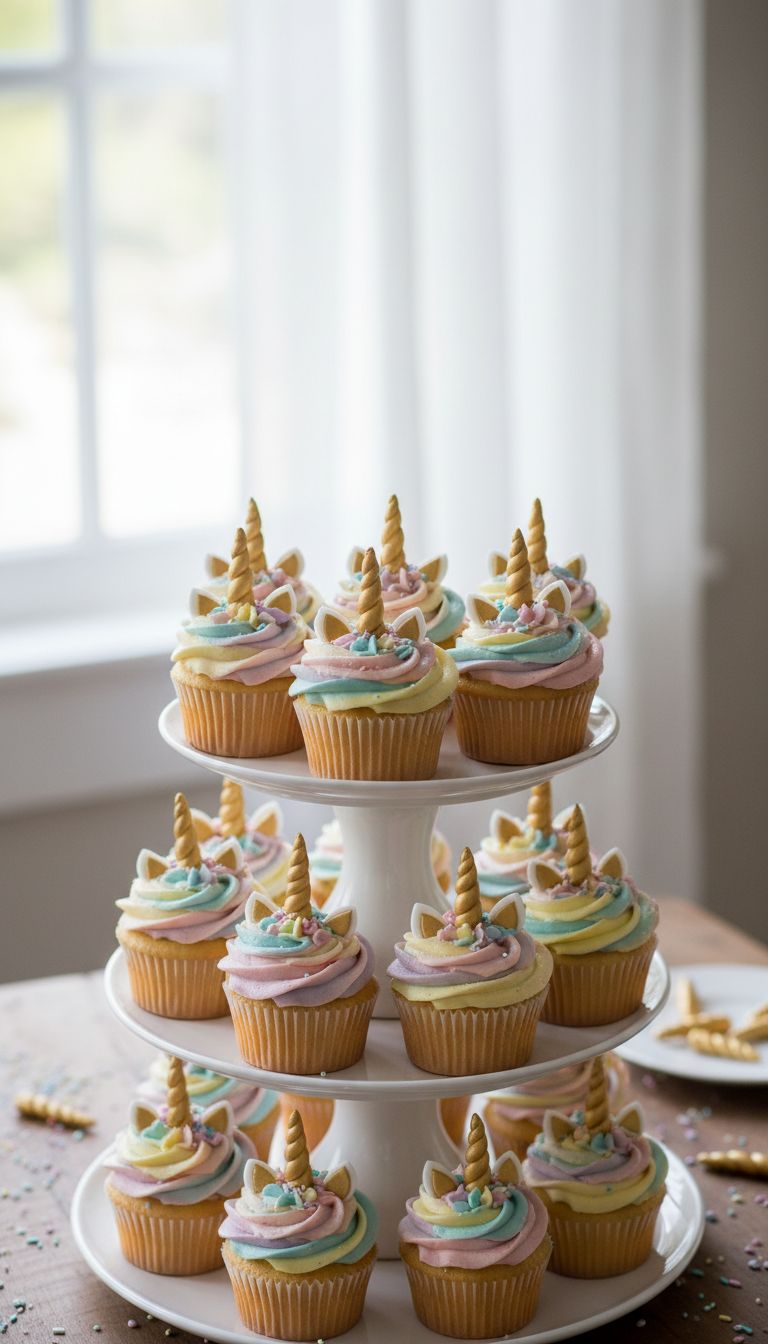 Rainbow Unicorn Cupcakes