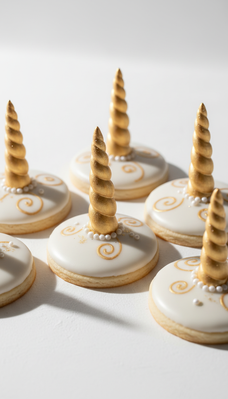 Glimmering Gold Unicorn Cookies