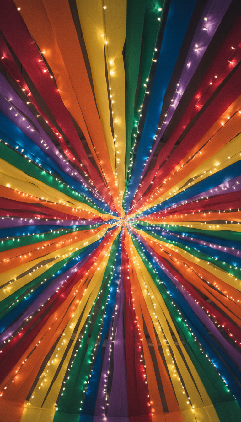 Rainbow Streamer Ceiling Decor