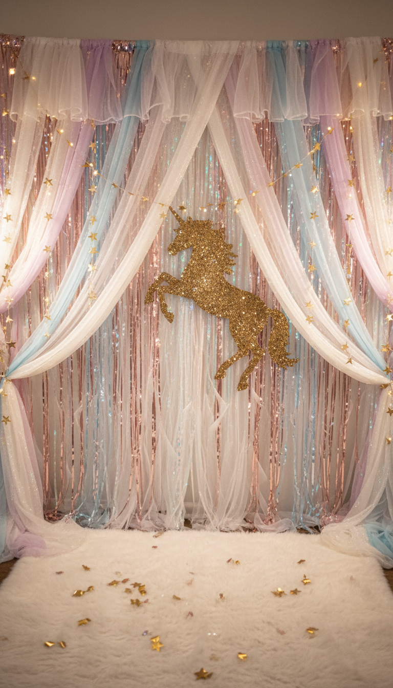 Shimmering Magical Unicorn Photo Backdrop