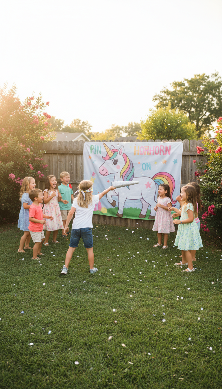 Giant 'Pin the Horn on the Unicorn' Lawn Game
