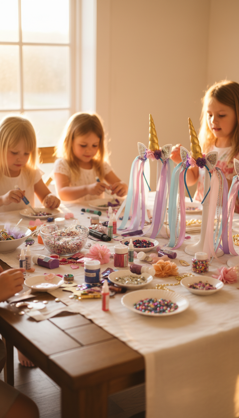 Glittery Unicorn Horn Headband Station