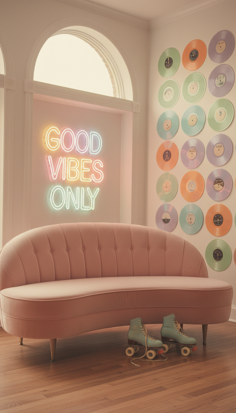 Retro Pastel Roller Rink Lounge