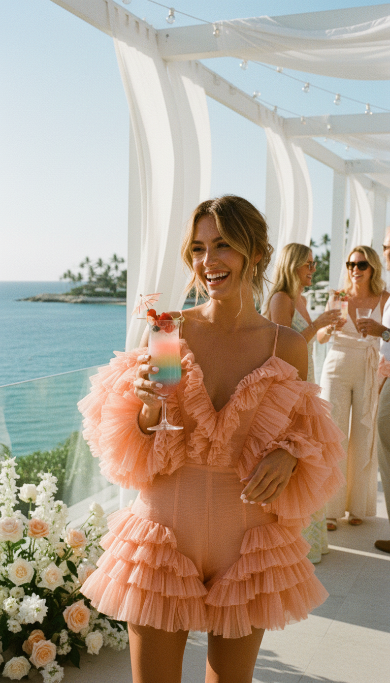 Peach Sorbet Ruffled Romper