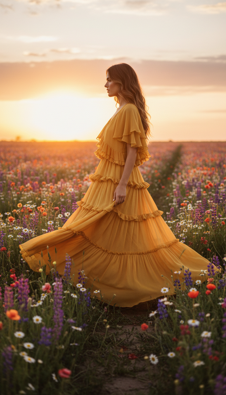 Butter Yellow Tiered Maxi