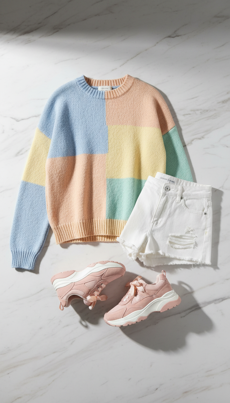 Pastel Color Block Knitwear