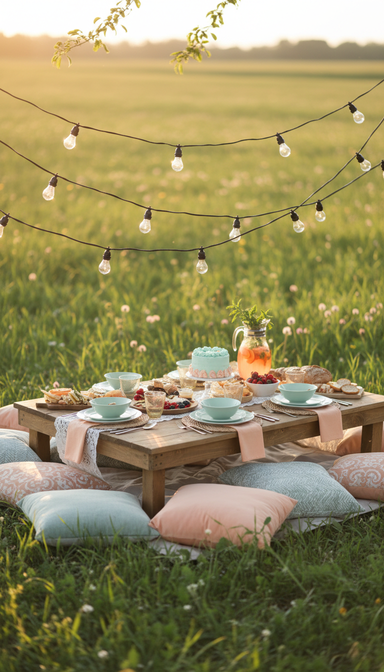 Mint Green and Peach Garden Picnic