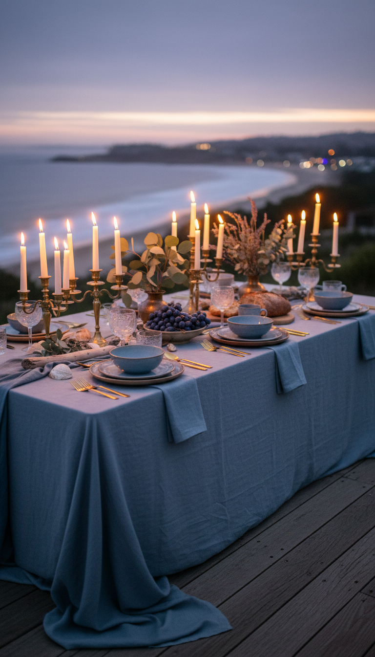 Dusty Blue Coastal Alfresco Dinner