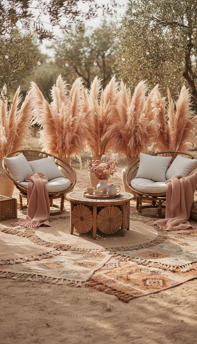 Pastel Boho Pampas Lounge