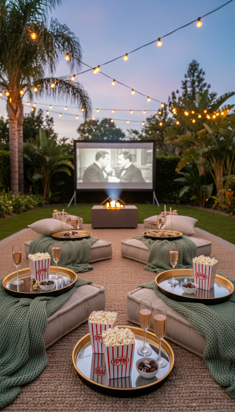 Sage Green & Gold Outdoor Cinema