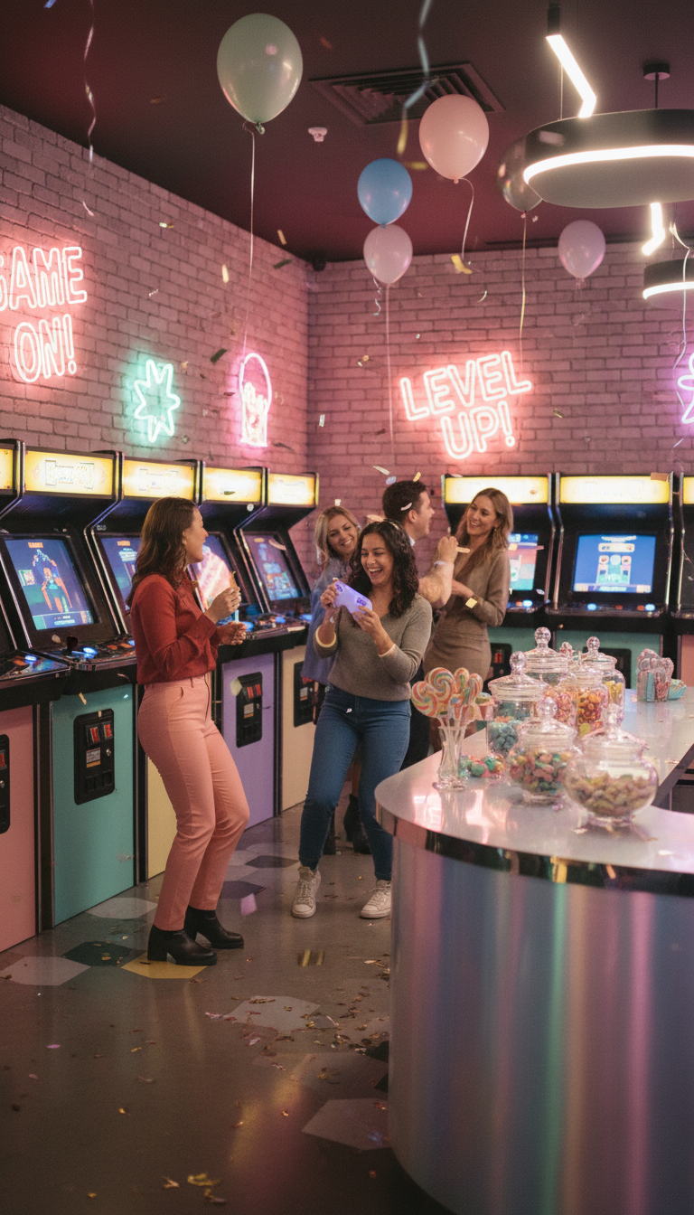 Retro Pastel Arcade & Candy Bar