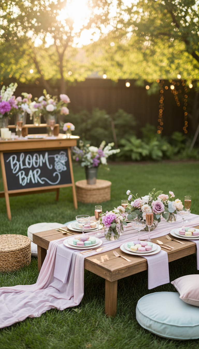 Aesthetic Pastel Picnic & DIY Flower Bar