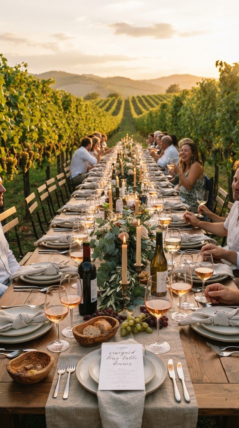 Sophisticated Wine Country Long-Table Dinner
