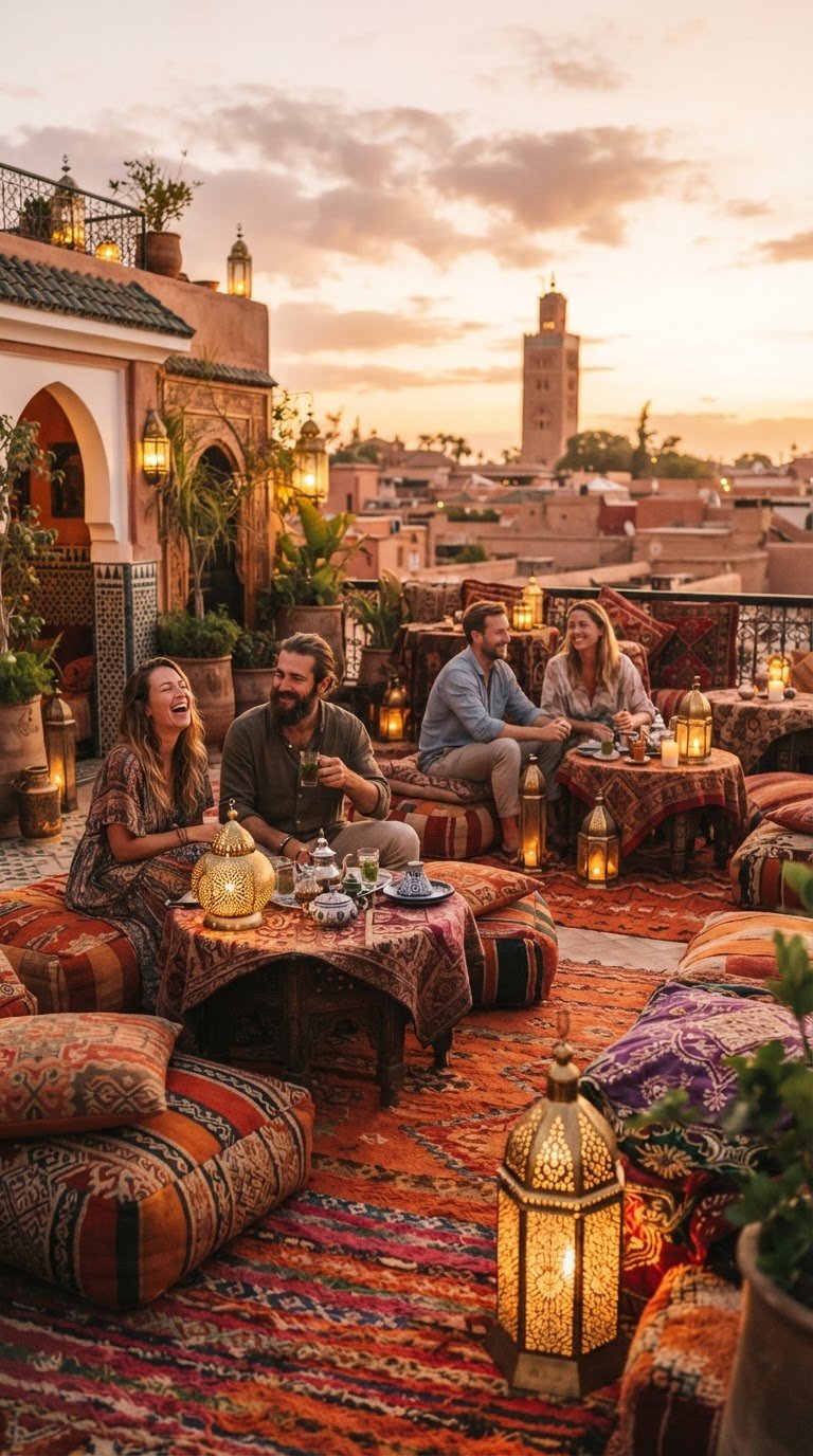 Moroccan-Inspired Sunset Rooftop Lounge