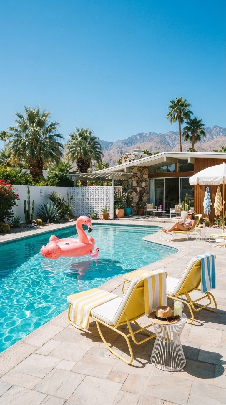Glitzy Mid-Century 'Palm Springs' Pool Party