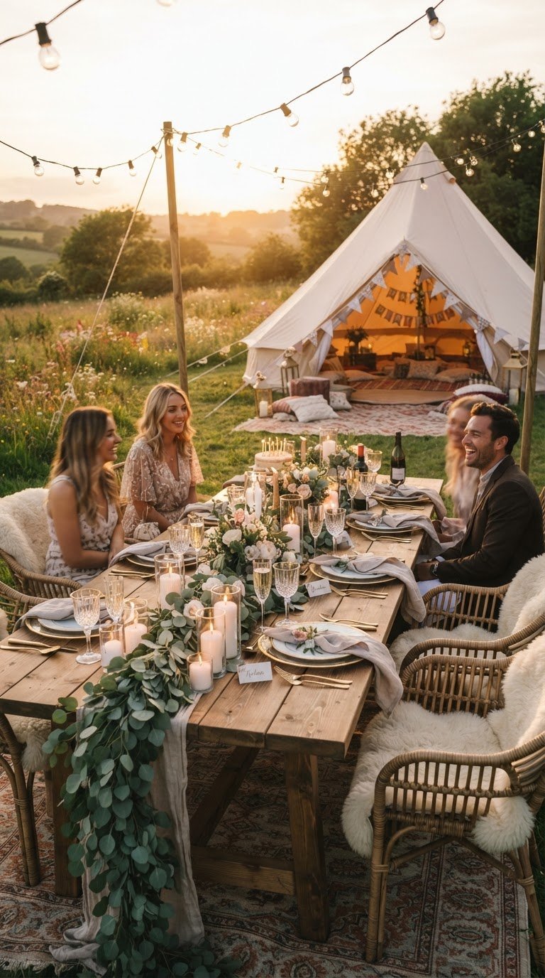 An Outdoor Rustic 'Glamping' Feast
