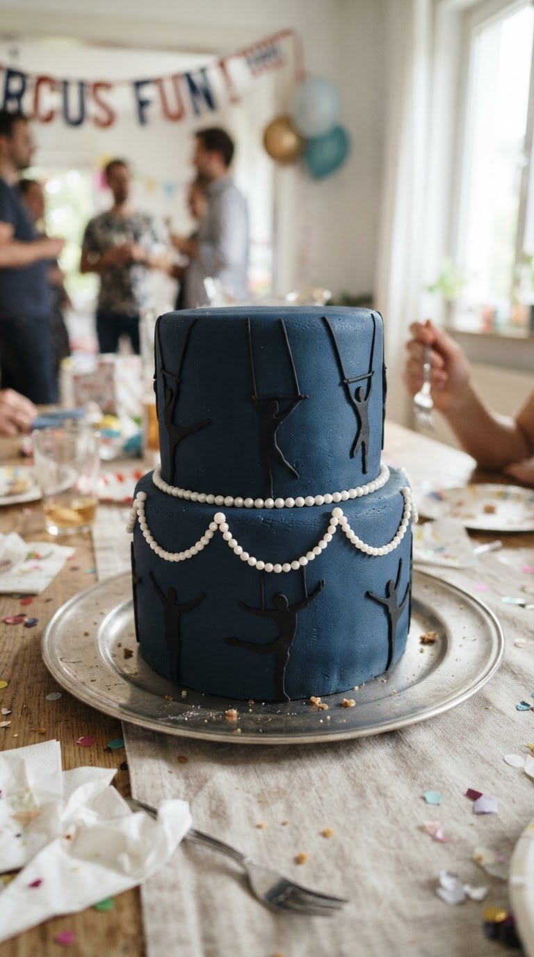 The Midnight-Blue Trapeze Silhouette with Sugar-Pearl Ropes