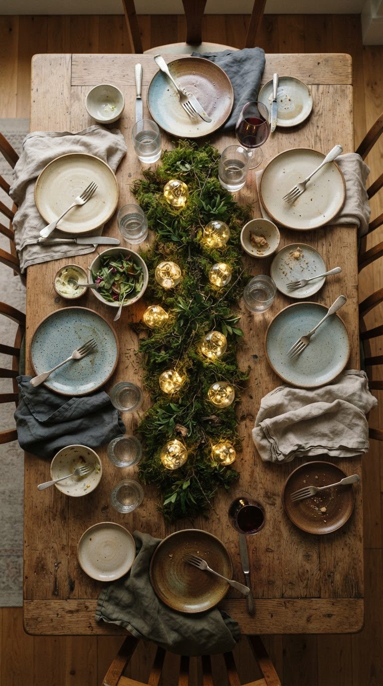 The Tactile Flocked-Moss Table Runner with Micro-Globes