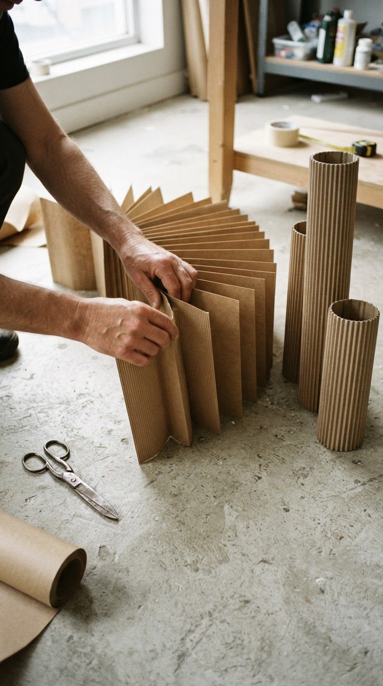 The Pleated Kraft-Paper Fan and Ribbed Plinth Exhibit