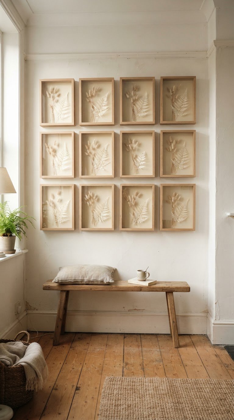 The Dried Bunny Tail and Bleached Fern Shadow-Box Photo Wall