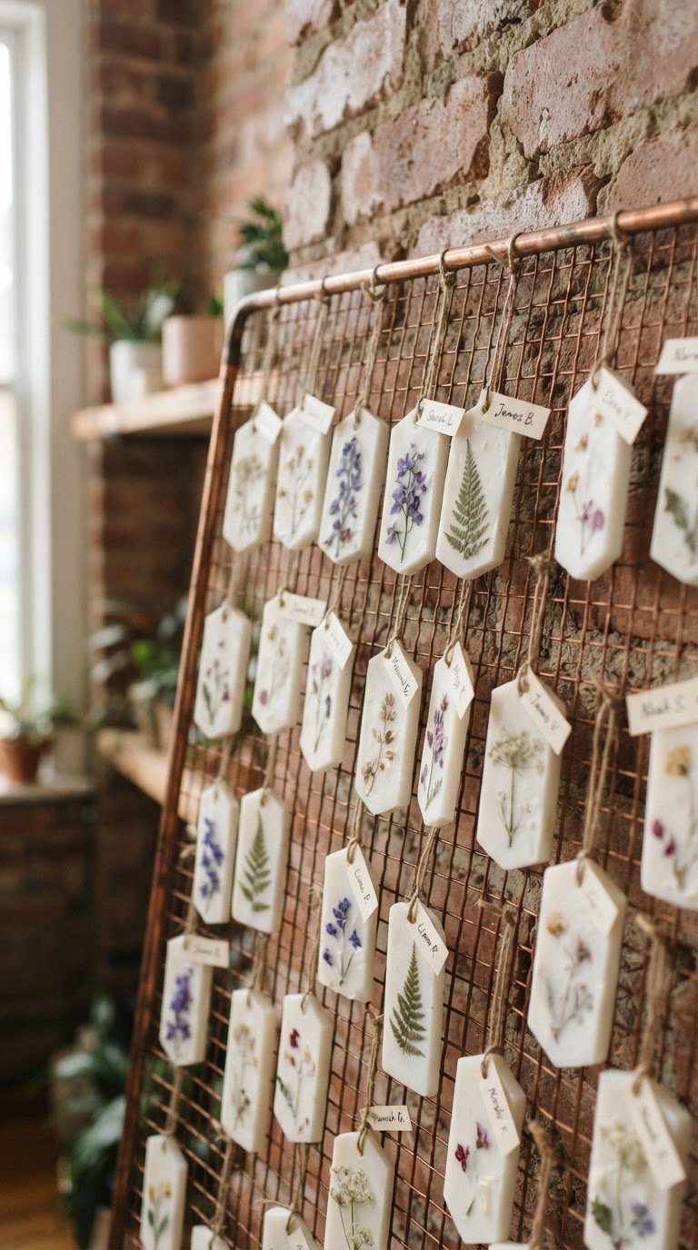 The Scented Wax Tablet and Pressed Herb Escort Card Hanging Grid