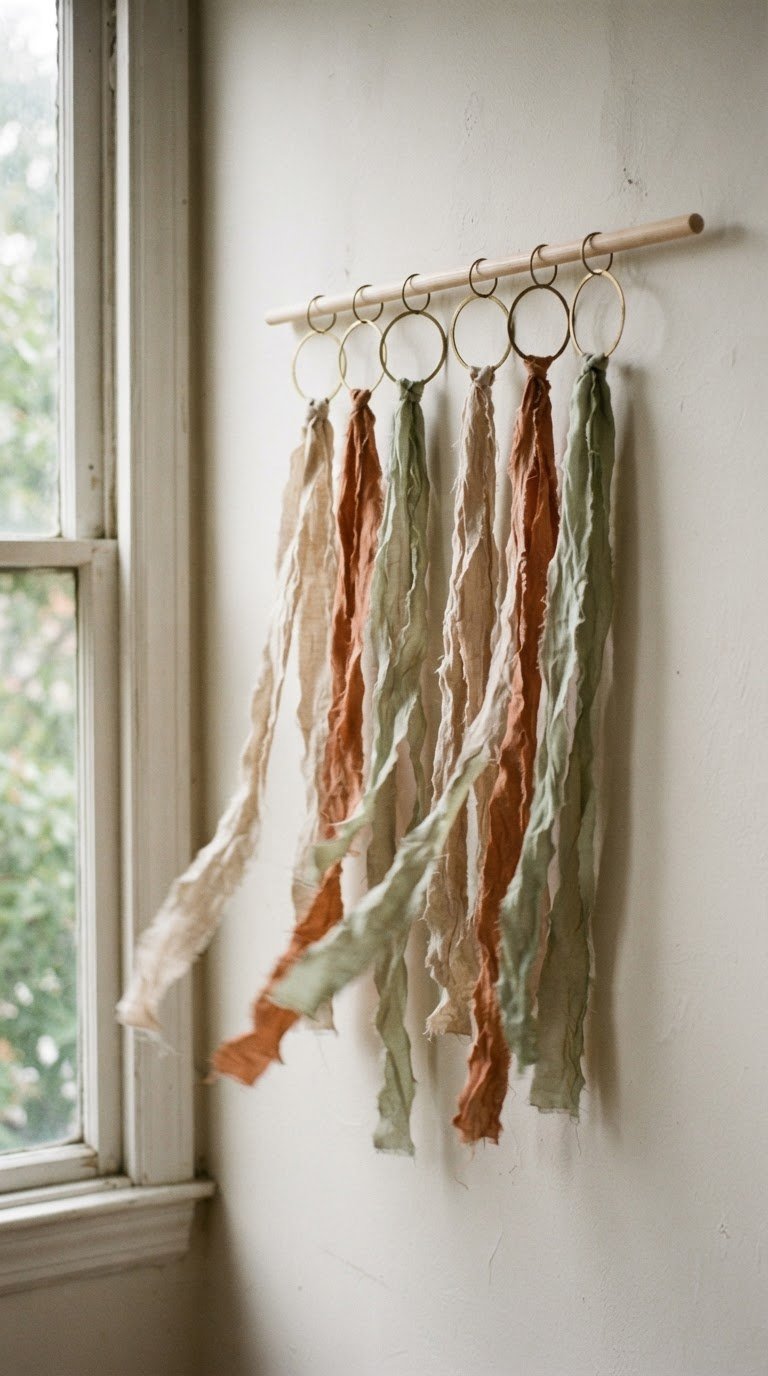 The Tiered Crinkled Silk Ribbon and Brass Ring Garland