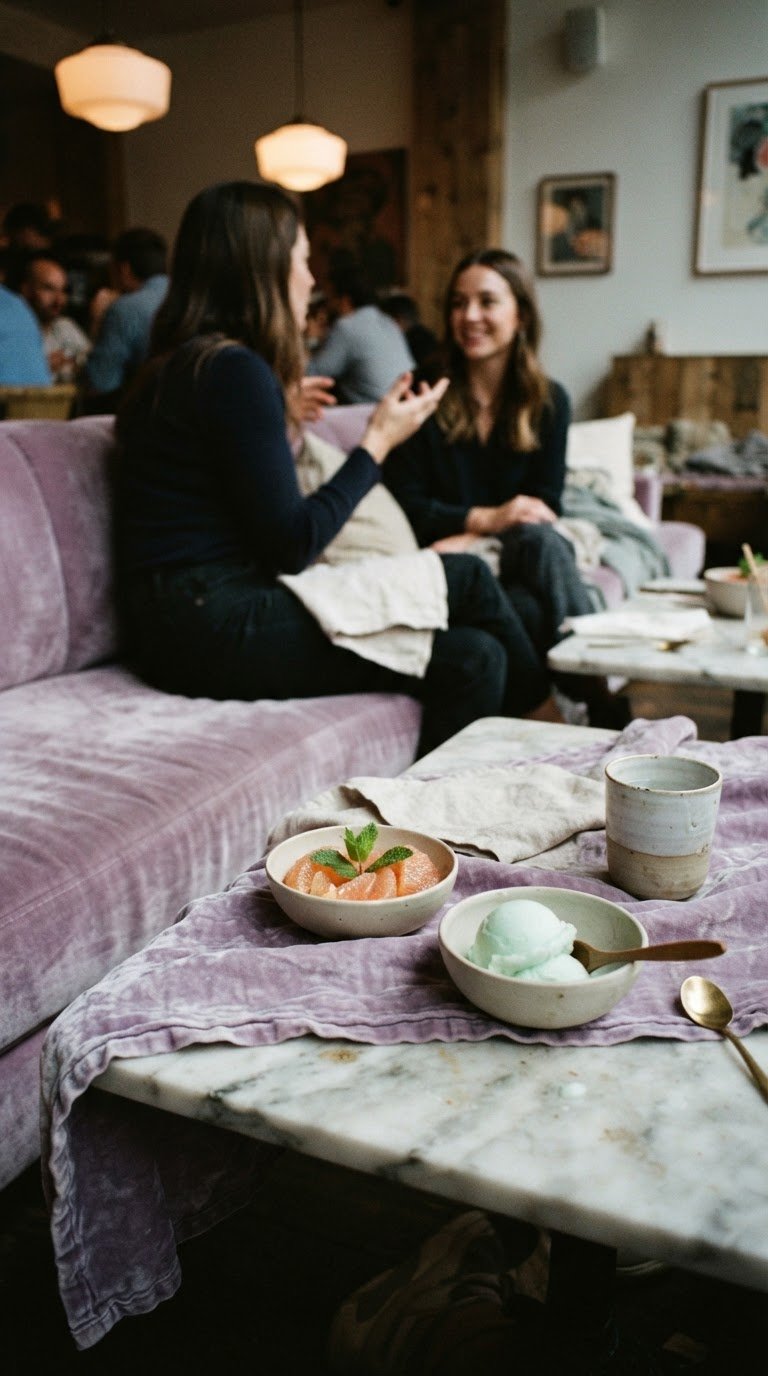 The Velvet-Draped Gelato and Sorbet Tasting Lounge