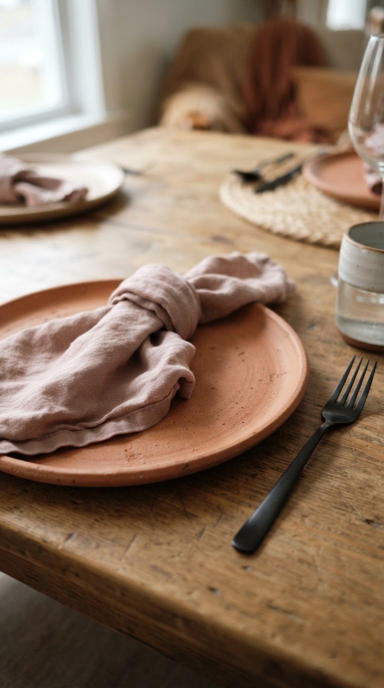 The Avocado-Dye and Lilac Linen Napkin Table
